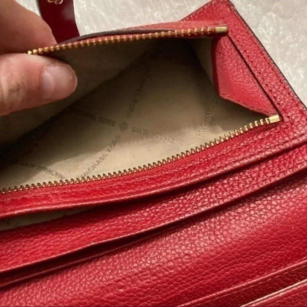 Michael Kors red leather wallet